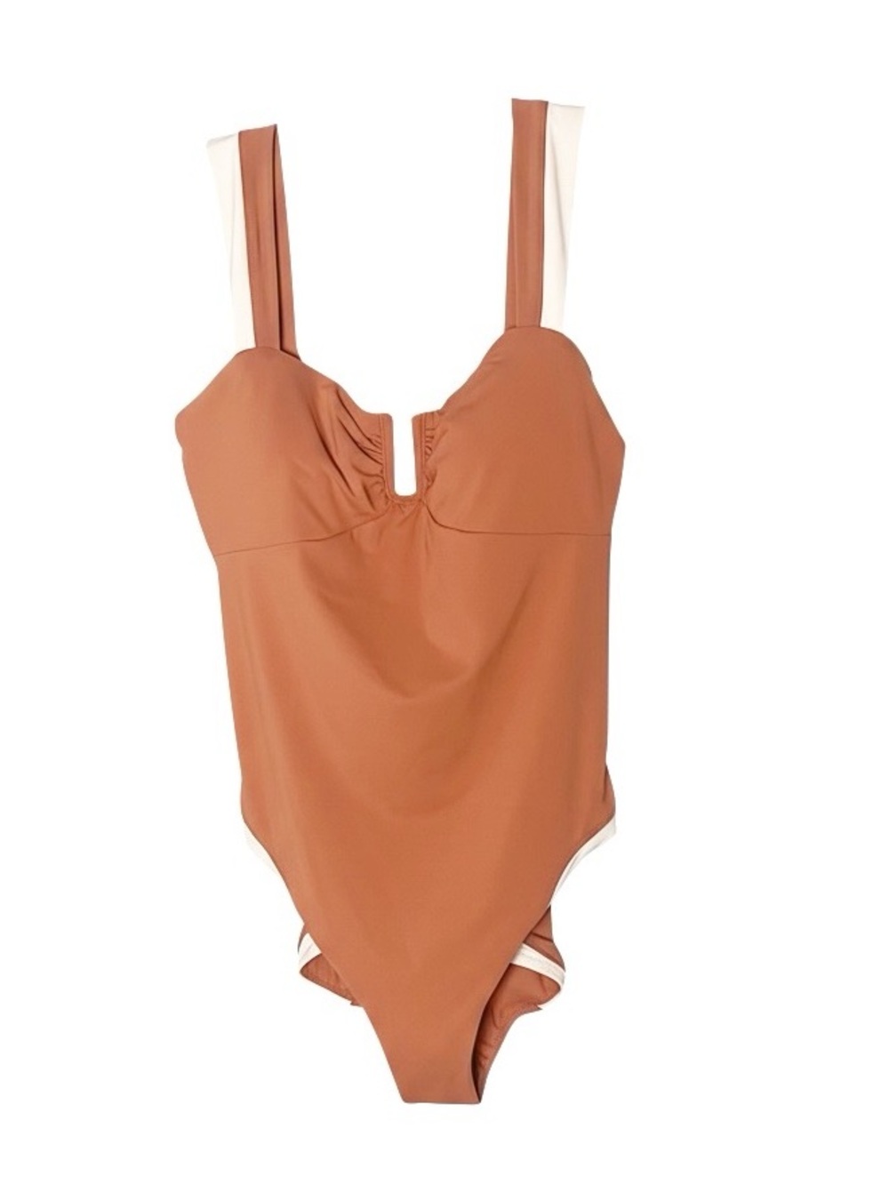 Calia by Carrie Underwood One Piece Swimsuit Size 10 brown V Notch Sculpting NWT - Picture 5 of 7
